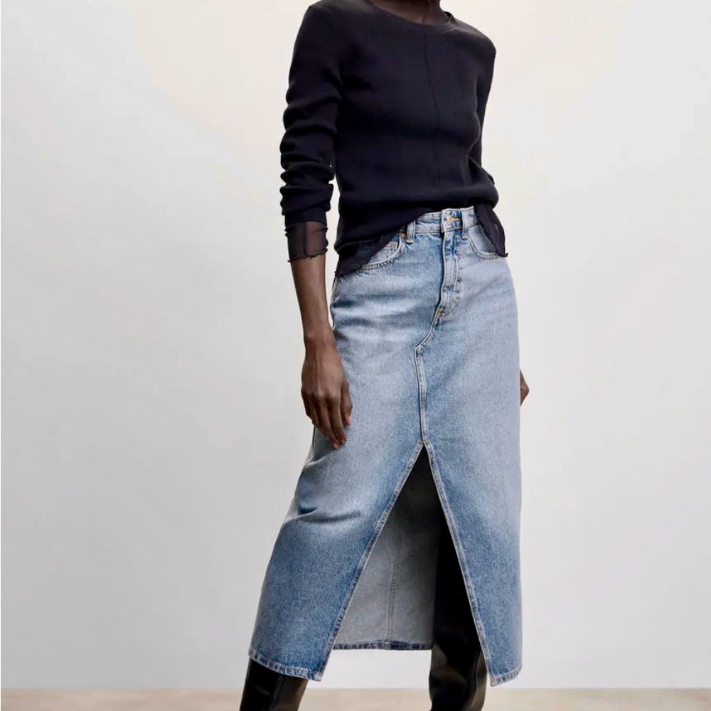 Newer Women’s Mango Midi Denim Skirt